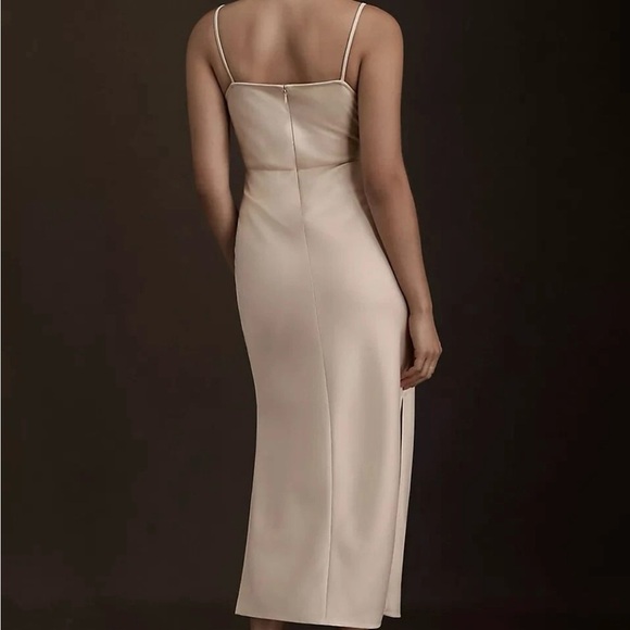 NWT BHLDN Cali Satin Cowl Neck MIDI Slip Dress in Champagne. Classic. Occasion. - Picture 3 of 16